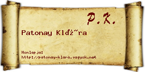 Patonay Klára névjegykártya